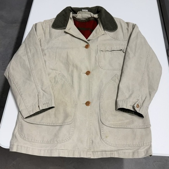 L.L. Bean Other - Vintage LL Bean Original Field Coat Beige Canvas Barn Jacket Wool Lined Mens L